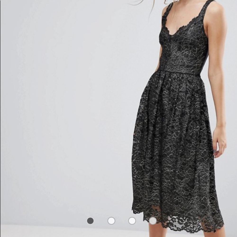NWT, never worn! ASOS black & gold lace midi dress